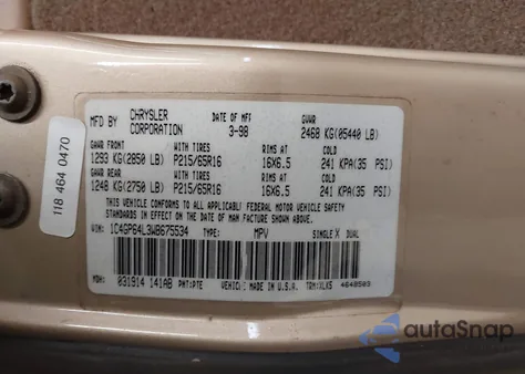 1998 Chrysler Town & Country Lxi from USA, damaged, VIN 1C4GP64L3WB675534